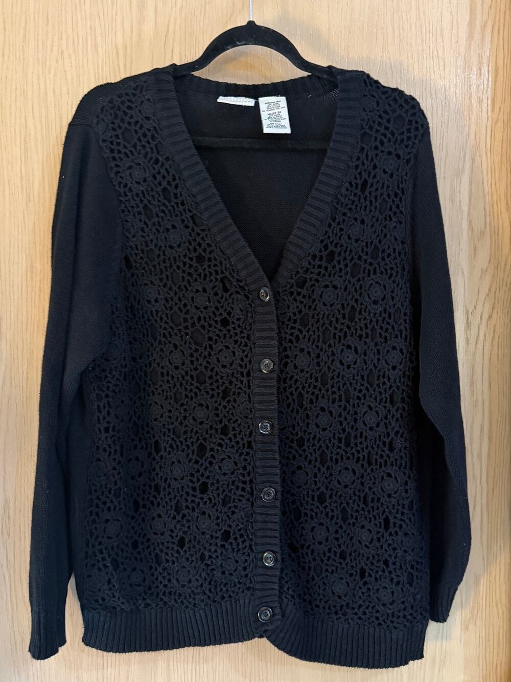 White Stag Black Crochet Front Cardigan Women’s 16W Plus Size